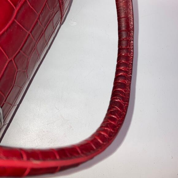 BRIGHTON F352136 RED LEATHER EMBOSSED ANIMAL PRINT HANDBAG - Picture 10 of 16